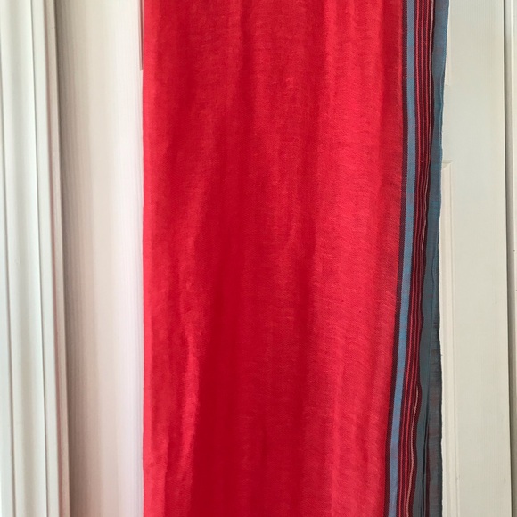 Long Red Striped Scarf - Picture 2 of 5